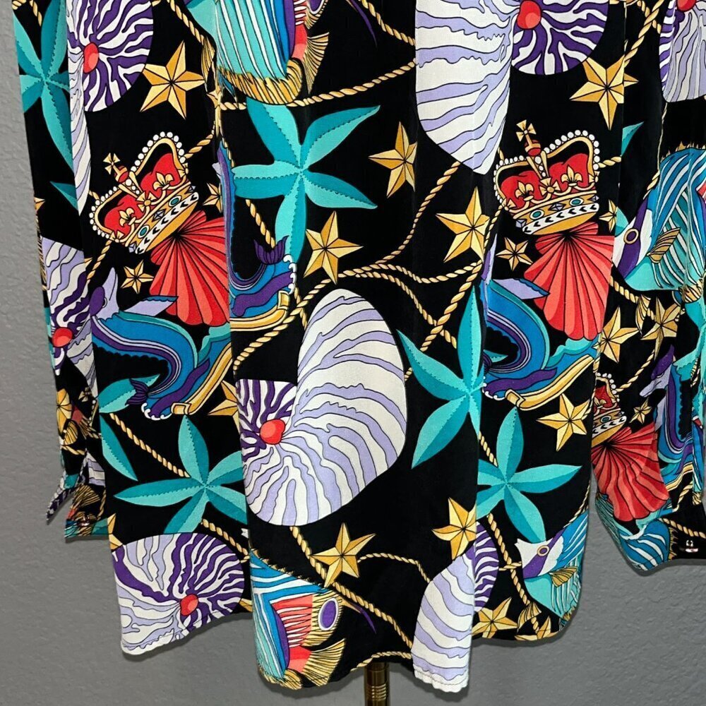 Vintage REGINA PORTER for I. MAGNIN 100% Silk Shell Sea Shell Blouse Women's 1X - Picture 6 of 9